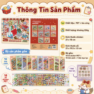 Sổ sticker 3D DIY cảnh cửa hàng mini – Hình dán PET dễ thương – Trang trí sổ tay, scrapbook – Hiệu ứng 3D xếp lớp