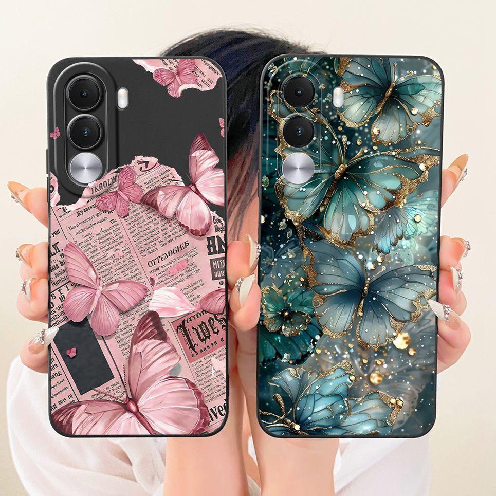 Ốp Lưng Cho Realme C100i C100X RMX5366 RMX5377 Ốp Lưng Silicon Mềm Ốp Lưng Hoa Bướm Nơ Họa Tiết Anh Đào Vỏ Điện Thoại