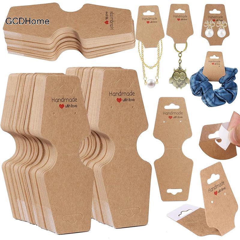GCDHome 100 Cái / lốc Nelace Thẻ Mặt Dây Chuyền DIY Handmade Gấp Cho Kẹp Tóc Vòng Tay Trang Sức Hiển Thị Giấy Tự Dính Treo Thẻ Thẻ HOT