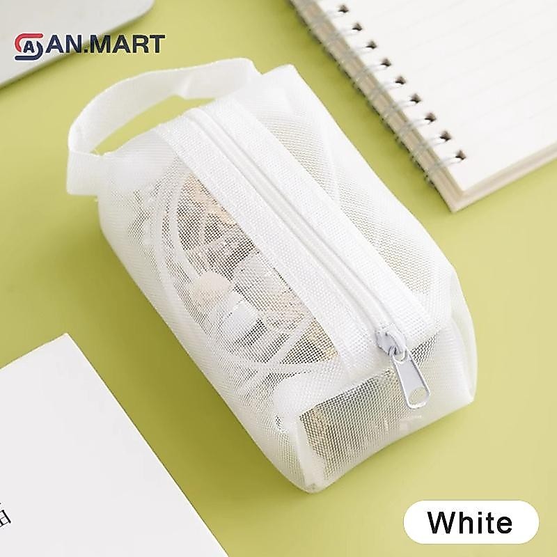 Bigdealssuper Lưới túi đựng mỹ phẩm trong suốt, trang điểm, đồ vệ sinh du lịch, dây kéo