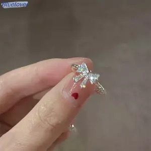 Bluelover Nhẫn Nữ Lãng Mạn Nơ Trắng Mới, Thiết Kế Ngọt Ngào, Có Thể Điều Chỉnh, Phong Cách Dễ Thương