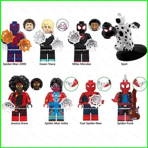 HT3 Người Nhện Xuyên Qua Người Nhện Minifigure Người Nhện 2099 Miles Morales Gwen Stacy Điểm Khối Xây Dựng Đồ Chơi T