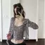 Áo Cardigan mỏng chấm bi thiết kế Jacquard + Bộ hai mảnh có dây đeo mùa hè Slimer Look Thời trang phù hợp
