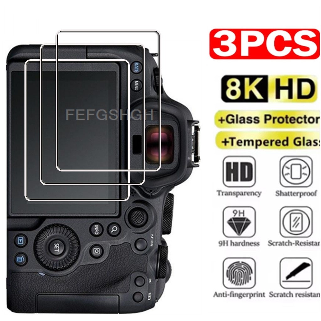 3 Miếng Dán Bảo Vệ Màn Hình LCD Camera HD Kính Cho Canon EOS RP R8 R7 R6 R50 R5 R3 R100 R10 R M6 M50 M5 M3 M200 M2 M100 M10 M EOS-1D X Mark III II V IXY650 Camera 9H Cường Lực Phim Kính