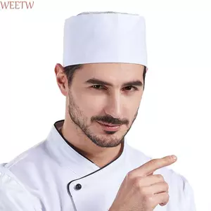 Mũ lưỡi trai phẳng đầu bếp WEETW, Mũ lưỡi trai thoáng khí phong cách Nhật Bản, Mũ làm việc Dây đeo có thể điều chỉnh thoải mái Không có mái hiên Mũ đầu bếp Cả hai giới đầu bếp