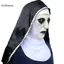 GCDHome Mặt nạ cao su nữ tu đáng sợ kinh dị kèm khăn trùm đầu Valak Cosplay cho trang phục Halloween HOT