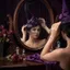 DONOVANQQ Halloween Mũ Phù Thủy, Gấp Satins Retro Veil Mũ Phù Thủy, Thiết Kế Lông Vũ Sáng Tạo Cosplay Đạo Cụ Ảnh Đen Mũ Phù Thủy Trang Phục