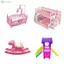 YOLOGO Rocking Horse, Búp bê trượt và giường, Nhà búp bê thời trang dễ thương Giá đỡ nội thất thu nhỏ, Đồ chơi DIY hợp thời trang cho bé gái Quà tặng bé gái
