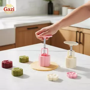 Khuôn bánh trung thu DIY cấp thực phẩm Dụng cụ ép tay bằng nhựa Dụng cụ làm bánh dễ dàng để làm bánh tại nhà bếp Làm món tráng miệng [VN]