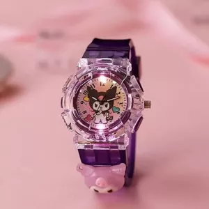 Đồng hồ trẻ em Phim hoạt hình Sanrio Kuromi Đồng hồ điện tử dạ quang dành cho nữ Học sinh tiểu học Đồng hồ tự động kỹ thuật số kuy