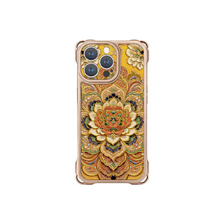 Gilt Lotus Thích hợp cho vỏ điện thoại 17promax iphone15 Dây buộc bốn góc 16 Retro 14 Vỏ bảo vệ