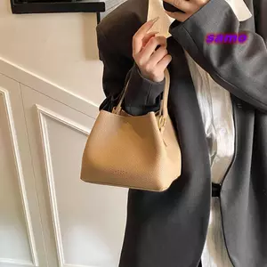 Túi xách nữ SAMO, Ba lô bên da mềm PU, Túi đeo chéo loại xô dung tích lớn thanh lịch hiện đại dành cho sinh viên