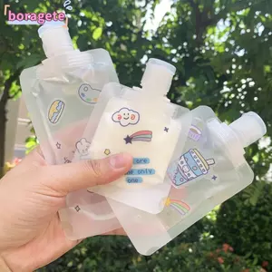Túi nạp lại BORAGETE 30 / 50 / 100ml, Chai nạp dầu gội bằng Gel tắm dày, Túi chống rò rỉ di động Hộp đựng kem dưỡng da du lịch