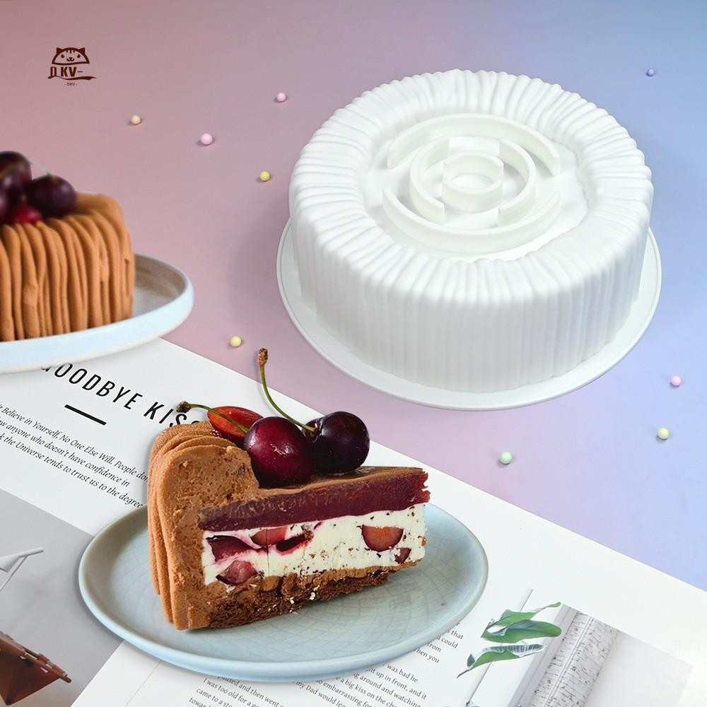 Khuôn làm bánh Mousse silicon 6 khoang - Dụng cụ làm bánh nến sô cô la tráng miệng hình trụ Charlotte