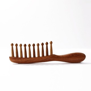Gỗ Đàn Hương Lược Massage Gỗ Chắc Chắn Đầu Tròn Lớn Răng Rộng Da Đầu Kinh Tuyến Cạo Gỗ Gụ Lược
