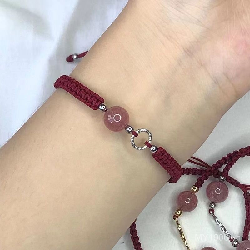 Dâu Pha Lê Vòng Tay Bạn Gái Dây Đỏ, Style Hàn Quốc, Perfect as Quà Tặng Cho Cặp Đôi