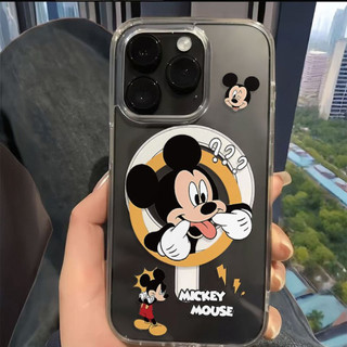 Ốp điện thoại Mickey nghịch ngợm cho iPhone16 15 14 11 13 12 X XS Pro Max XR Mini Xr 7 8 Plus Vỏ bảo vệ từ tính chống sốc trong suốt không màu vàng