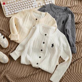 Mùa Thu Phong Cách Mới Phù Hợp Với Trẻ Em Thêu Xoắn Dệt Kim Cardigan Áo Khoác Bé Trai Phong Cách Mỏng Bé Gái