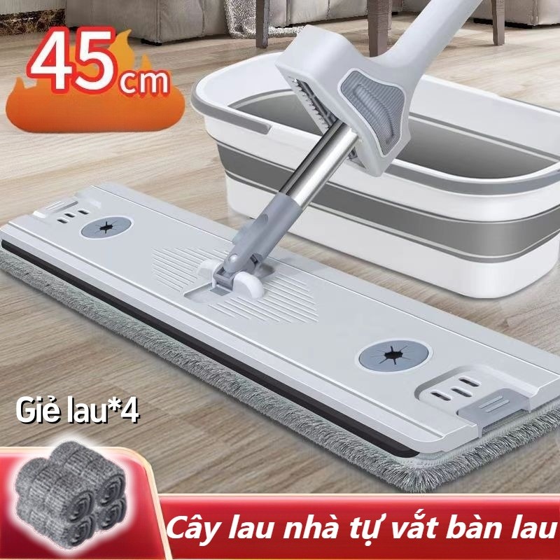 Cây lau nhà tự vắt bàn lau lớn 45cm,Vệ sinh xoay 360 độ,Lau tất cả các sàn nhà