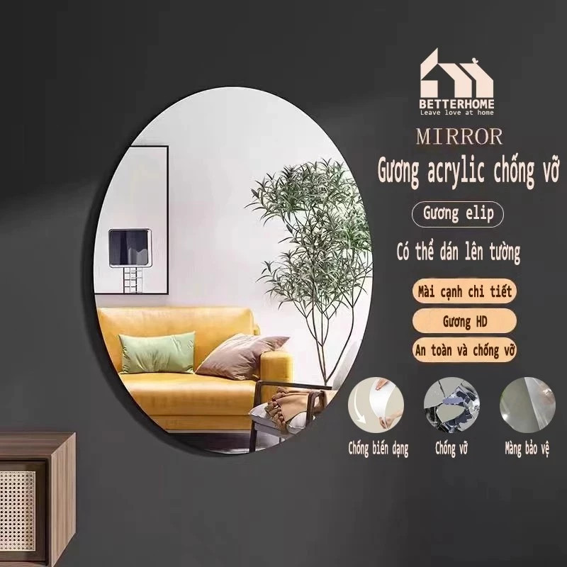 【Bồi thường 100% khi bị vỡ】Gương Dán Tường 22cm-40cm Gương Treo Tường Toàn Thân Chống Vỡ Soi - FE123