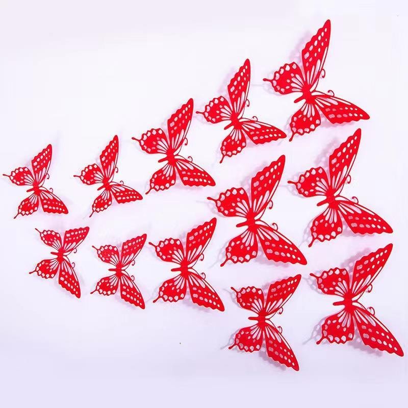 Màu 3D Rỗng Bướm Trang Trí Miếng Dán Chống Bẩn Bướm Dán Tường Gia Đình Phòng Khách Đảng Trang Trí Miếng Dán