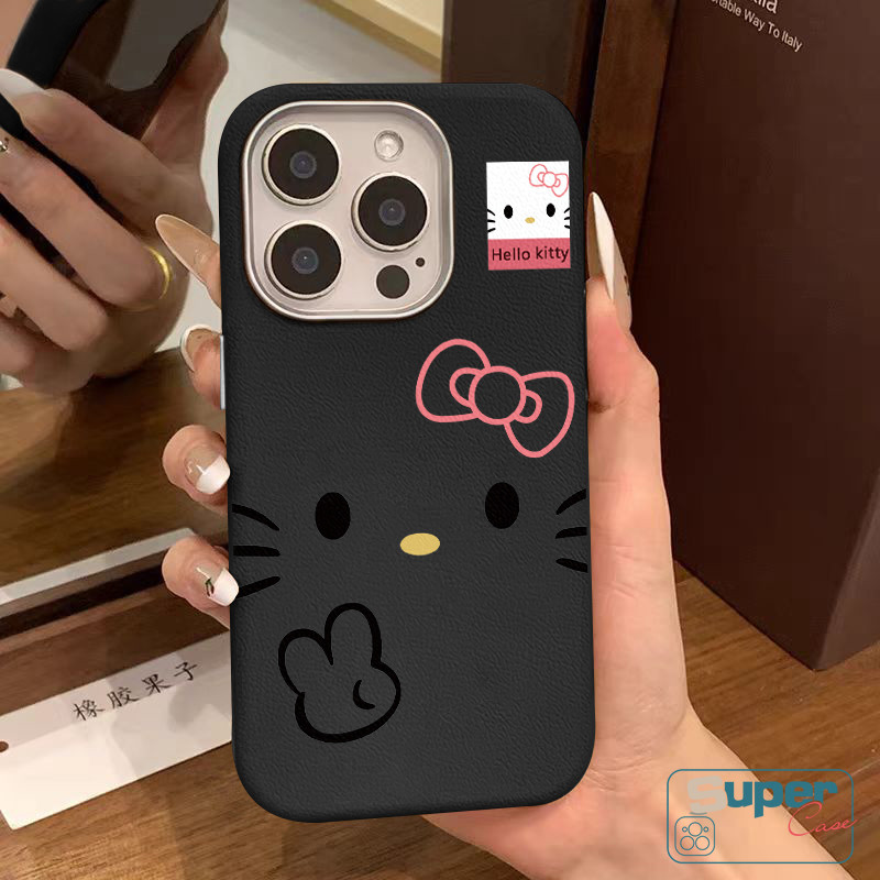 Ốp Lưng Tương Thích Cho iPhone 16 11 13 15 12 14 Pro Max 14 16 15 13 12 Pro XR X XS Max Thời Trang Ngọt Ngào Dễ Thương Hello Kitty Nơ Da Họa Tiết