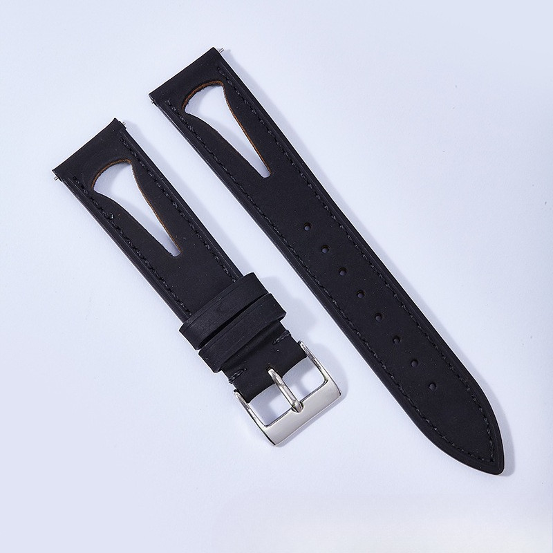 Dây đeo đồng hồ bằng da thật phong cách rỗng 20 / 21 / 22 / 24mm Phát hành nhanh chóng thoáng khí Cut-Out Top Grain Da bò Rally Racing Watch Band Bracelet dành cho nam nữ