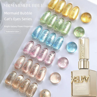 XEIJAYI Nàng Tiên Cá Mắt Mèo Gel Sơn Móng Tay Xanh Oxy Cổ Tích Tím Kim Sa Lấp Lánh Quang Trị Liệu Nghệ Thuật Tiệm Nail