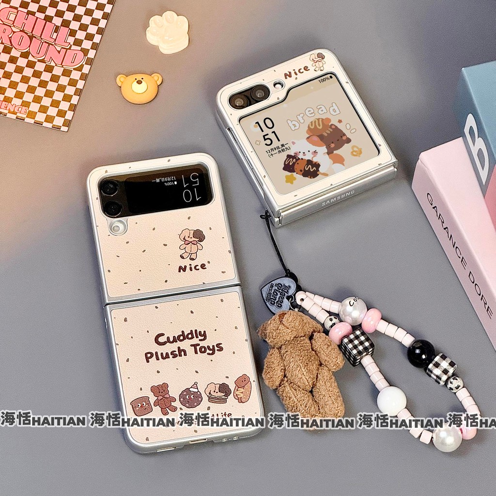 Phim Hoạt Hình Dễ Thương Vòng Tay Gấu Muppet Ốp lưng Thích Hợp Cho Samsung Galaxy ZFlip7 Zflip6 Ốp Lưng Bảo Vệ Cho ZFlip 7 5 6 5G Purax Mixflip N3Flip Dây Có Thể Gập Lại Vỏ