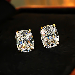 Bông tai trắng zircon 8*10mm phong cách châu Âu - Mỹ, thiết kế đơn giản