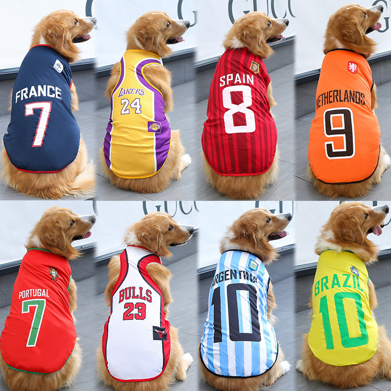 【Ready Stock】 Spring and Summer Large, Medium and Small Dogs Golden Retriever Dog Clothing Cat Clothes Pet Cat Vest World Cup Dog Clothes Supplies d4jq
