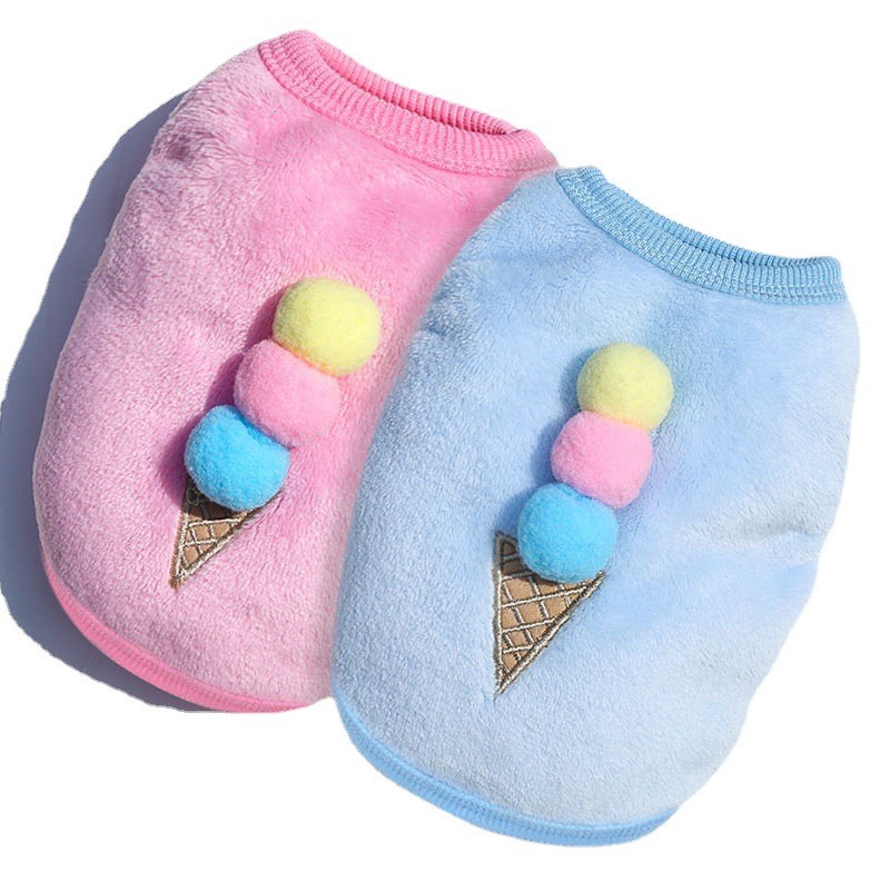【Ready Stock】 Cartoon Puppy Flannel Warm Cat Cup Puppy Small Milk Blocks Dog Cat Teddy Clothes Dog Vest Pet Supplies 8z23