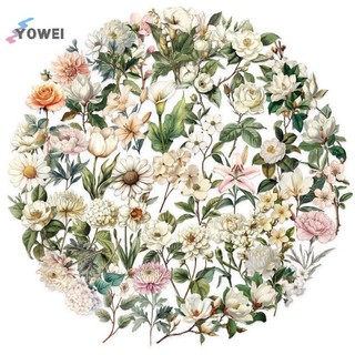 YOWEI 50 Cái Đề Can Chống Thấm Nước Retro Nhánh Dài Hoa Dán Nhựa Hành Lý Hướng Dẫn Sử Dụng Chất Liệu Retro Hoa Trang Trí VN