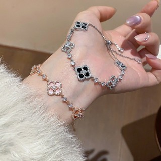 Vòng tay rỗng hoa Zirconium có thể điều chỉnh ánh sáng sang trọng cao cấp khí chất vòng tay Pháp retro tay trang sức