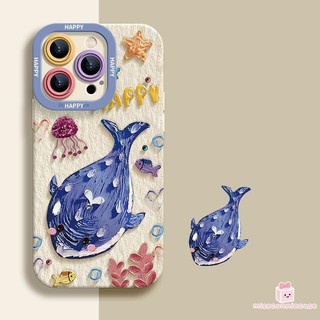 Ốp Lưng Cho Iphone 17 16 13 15 11 14 12 Pro Max 16 15 8 7 Plus XR XS X Max Hoạt Hình Vui Vẻ Dễ Thương Hình Cá Voi Ngôi Sao Vòng Tay Bìa Mềm