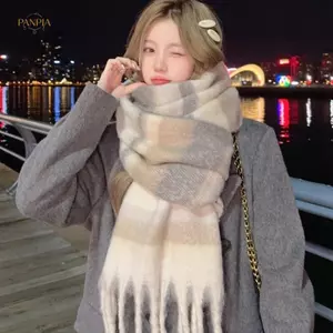 PNPIA- Khăn choàng Cashmere giả mùa đông mới dành cho nữ Maill Cao cấp phong cách Hàn Quốc ấm áp Thời trang cổ điển Khăn choàng Thi đa năng