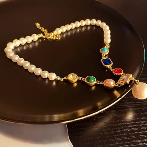 Ngọc Trai Nhiều Màu Sắc Ánh Sáng Sang Trọng Vòng Cổ Nữ Niche Thiết Kế Cao Cấp Retro Thời Trang Pháp Pha Lê Xương Đòn Dây Xích Cung Điện Phong Cách 6.12