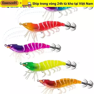 ESSENCEH Mực Jig, Mồi Chìm Chậm Chân Web Dạ Quang, Tôm Ngang 105mm 11g / 80mm 7g Gỗ Tôm Bạch Tuộc Mồi Câu Cá Biển