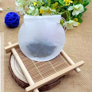 100 Chiếc Túi Trà Tròn Trắng Trống Giấy Lọc Túi Trà Có Dây Cho Trà Thảo Mộc mới