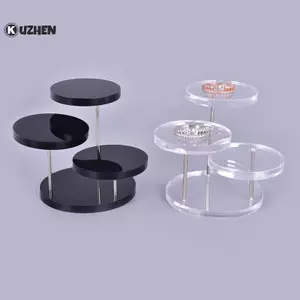 KUZHEN 3 Lớp Tròn Acrylic Trang Sức Trưng Bày Đứng Nelace Bông Tai Vòng Hiển Thị Ra HOT