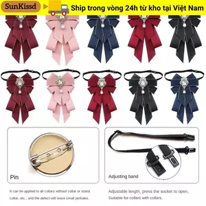 SUNKISSD Thắt Nơ, Mặt Sau Pin Phụ Kiện Trang Sức Nơ Trâm Cài, Dây Đeo Điều Chỉnh Lưng DIY Trang Trí Cổ Ngọc Trai Cổ Hoa Người