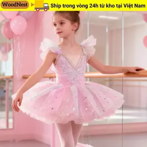 WOODNEST Trẻ Em Đầm Ballet, Puffy Sequin Ballet Tutu, Đầm Dự Tiệc Thời Trang Đầm Công Chúa Hiện Đại Trẻ Em