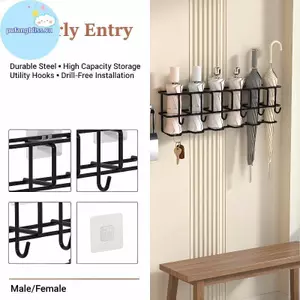 Pufangbliss Giá đỡ ô treo tường Móc để lưu trữ trong nhà Ra 5 Thiết kế móc Lối vào Hành lang Tiết kiệm không gian VN