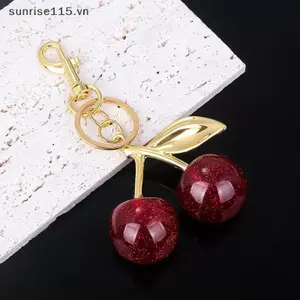 SRVN Thời Trang 3D Pha Lê Đỏ Anh Đào Móc Khóa Trái Cây Mùa Hè Anh Đào Mặt Dây Chuyền Móc Khóa Cho Túi Nữ Phụ Kiện Quà Tặng.
