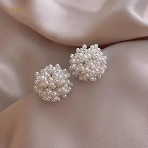 PNPIA- Bông Tai Bông Tai Bông Tai Ngọc Trai Trắng Nhẹ Nhàng Cảm Giác Cao Cấp Kẹp Tai Cho Nữ Tính Khí Tiệc Cưới Phụ Kiện Trang Sức Quà Tặng