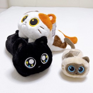 【BabyJoy】Gấu bông mèo đen mắt to dáng nằm, thú nhồi bông mèo tam thể, mèo Xiêm, gối ôm, quà tặng bé gái