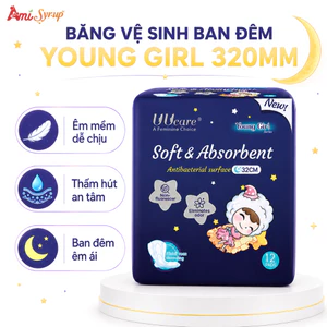 Băng Vệ Sinh Ban Đêm Young Girl 320mm Siêu Dài, Siêu Thấm Hút, An Tâm Suốt Đêm