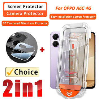 Phim Kính Cường Lực Trong Suốt 2 TRONG 1 OPPO A6C 4G Ống Kính 3D Cho OPPO A6C A6 Pro GT A6x A6t A6s Pro A6i A6k A6v A6m 5G 4G 3D Bảo Vệ Camera & Bảo Vệ Màn Hình Hộp Ma Thuật