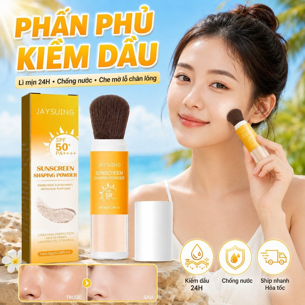 ⚡Ship Nhanh⚡Phấn phủ lì kiểm dầu 24h chống nước | Phấn phủ chống nắng SPF30 sáng da | Phấn phủ che lỗ chân lông mịn