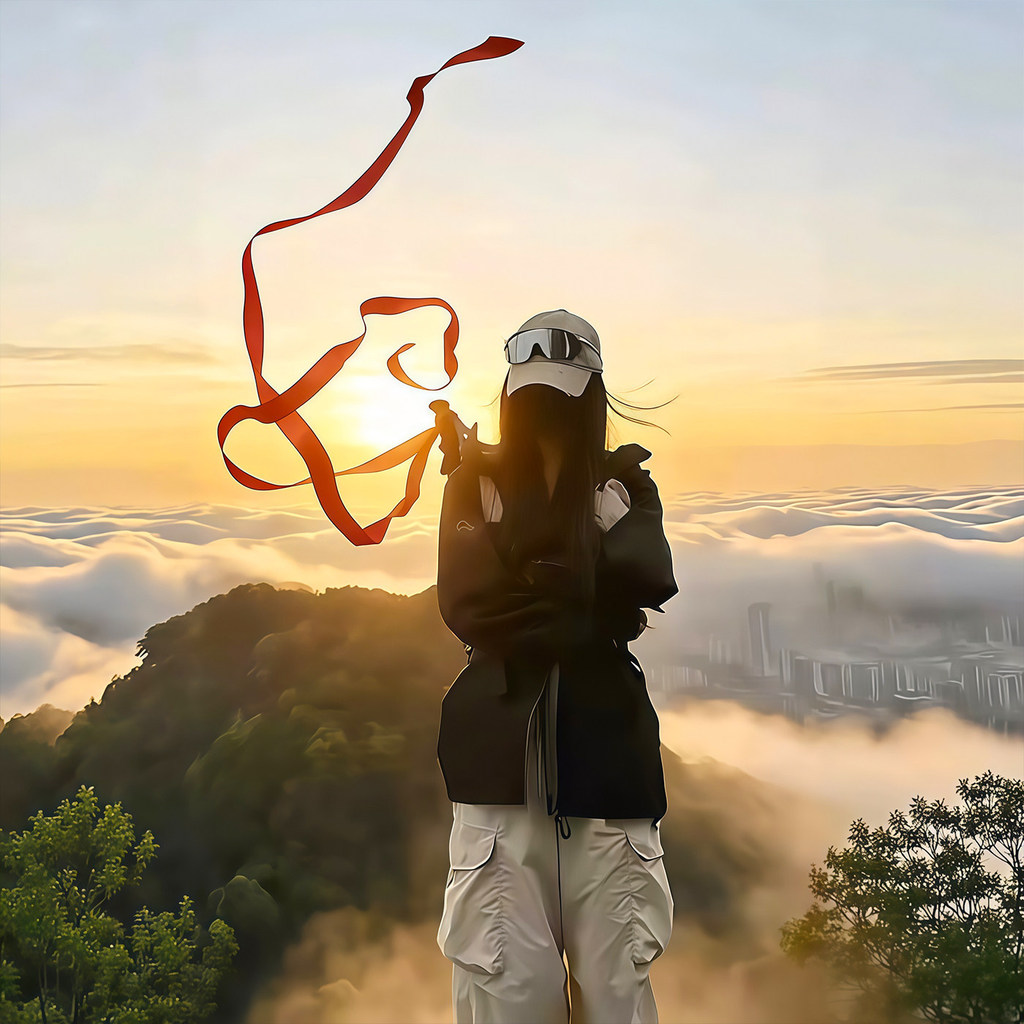 Đi bộ đường dài ngoài trời Cực leo núi Mở rộng Ruy băng đỏ Mở rộng Bầu không khí trên núi cho chụp ảnh